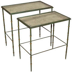 Pair of Wrought Iron Nesting Tables Circa 1960