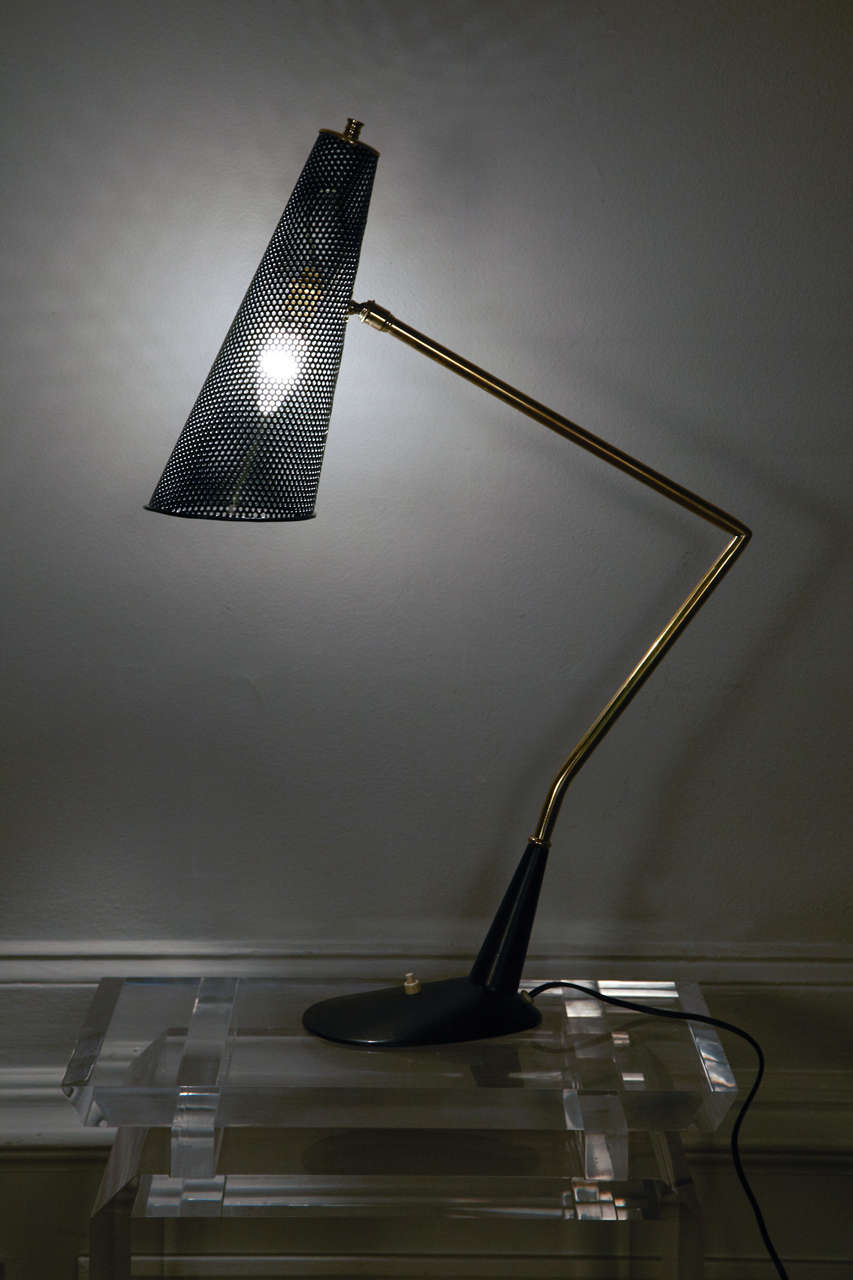 Brass Great 1950's Table Lamp By Jacques Biny