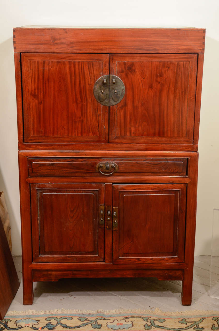 Antique Chinese Elm Wood Chest on Chest