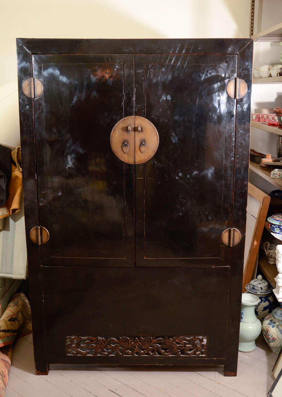 Early Chinese Lacquered Armoire Cabinet