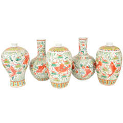 Vintage Five Piece Ming Style Chinese Porcelain Garniture Set