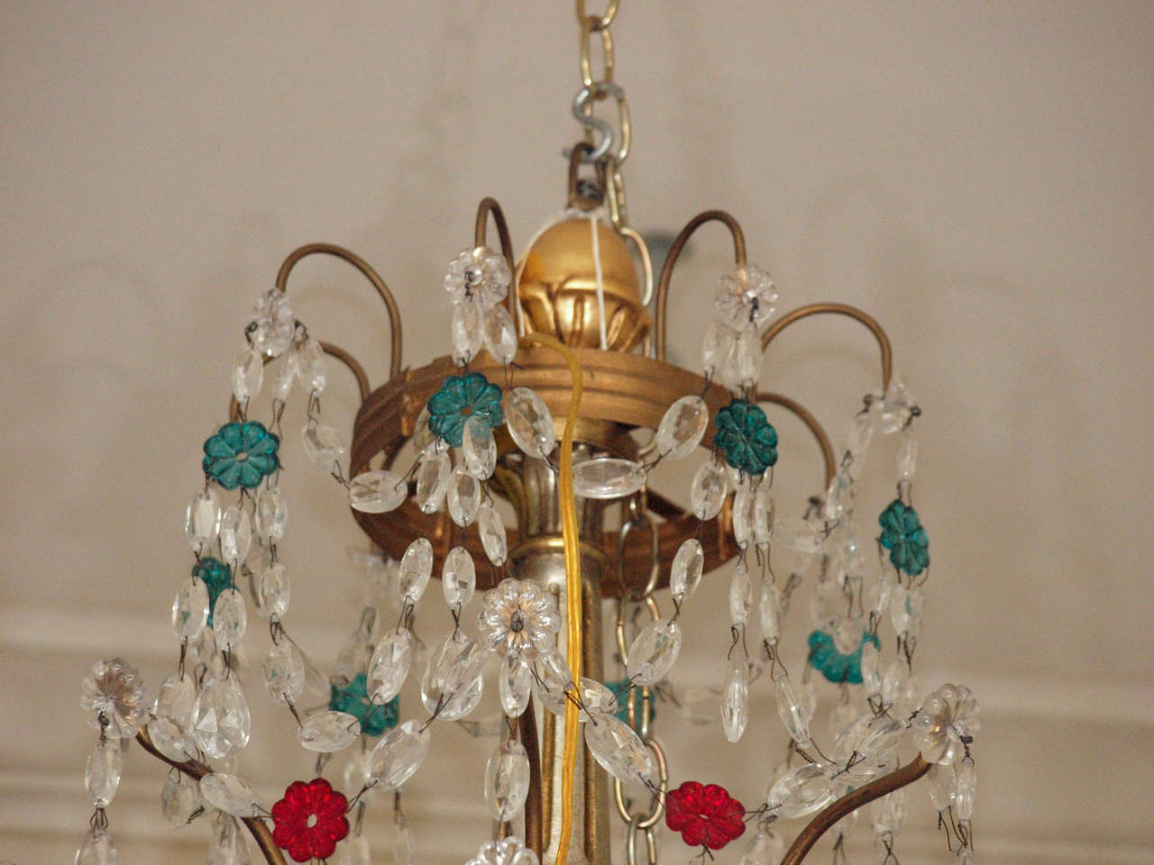 19th Century 19th c Italian gilt wood And Crystal Eight Light Chandelier, electrified