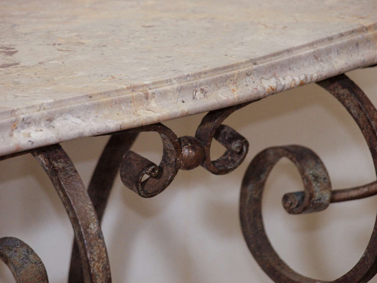 Marble 18th Century Wrought Iron Console For Sale