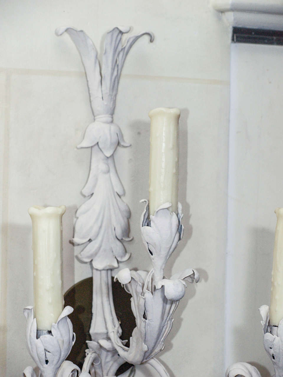 French Pair of 1930s Bagues Zinc Sconces For Sale