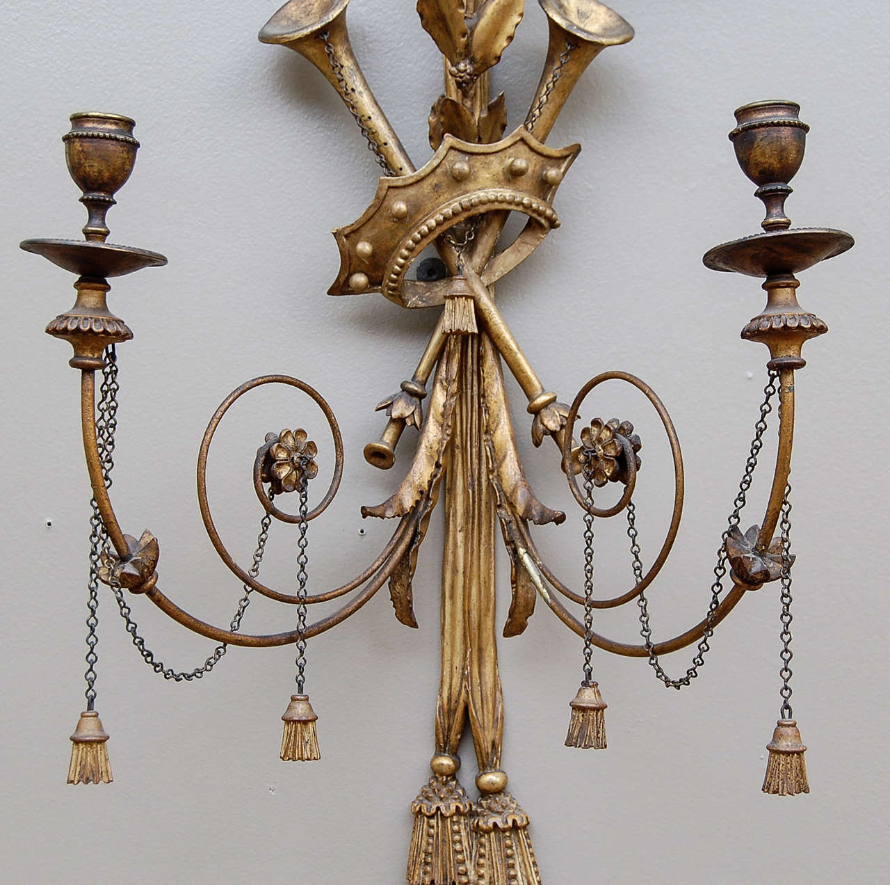 Neoclassical Pair of Musical Neoclassic Sconces For Sale