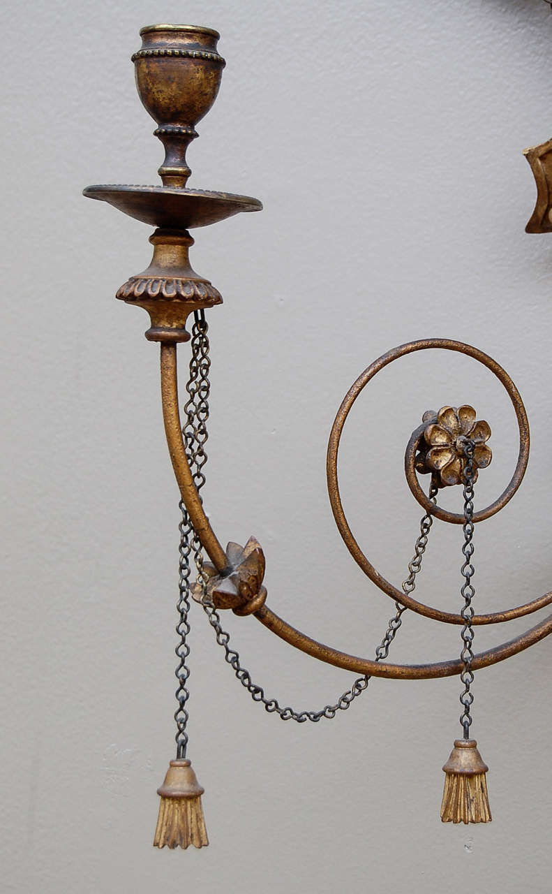 Italian Pair of Musical Neoclassic Sconces For Sale