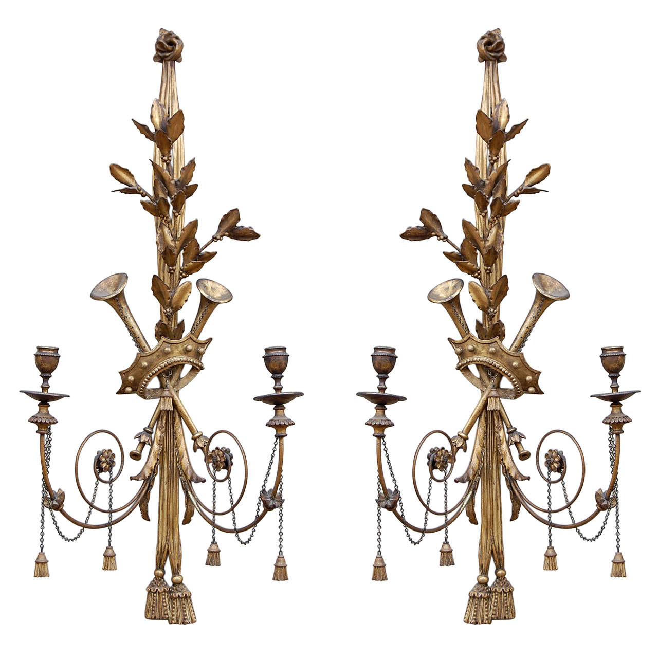 Pair of Musical Neoclassic Sconces For Sale