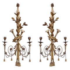 Antique Pair of Musical Neoclassic Sconces