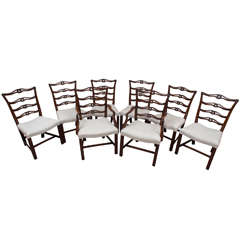 Set of 8 Chippendale Style Ladder-Back Chairs