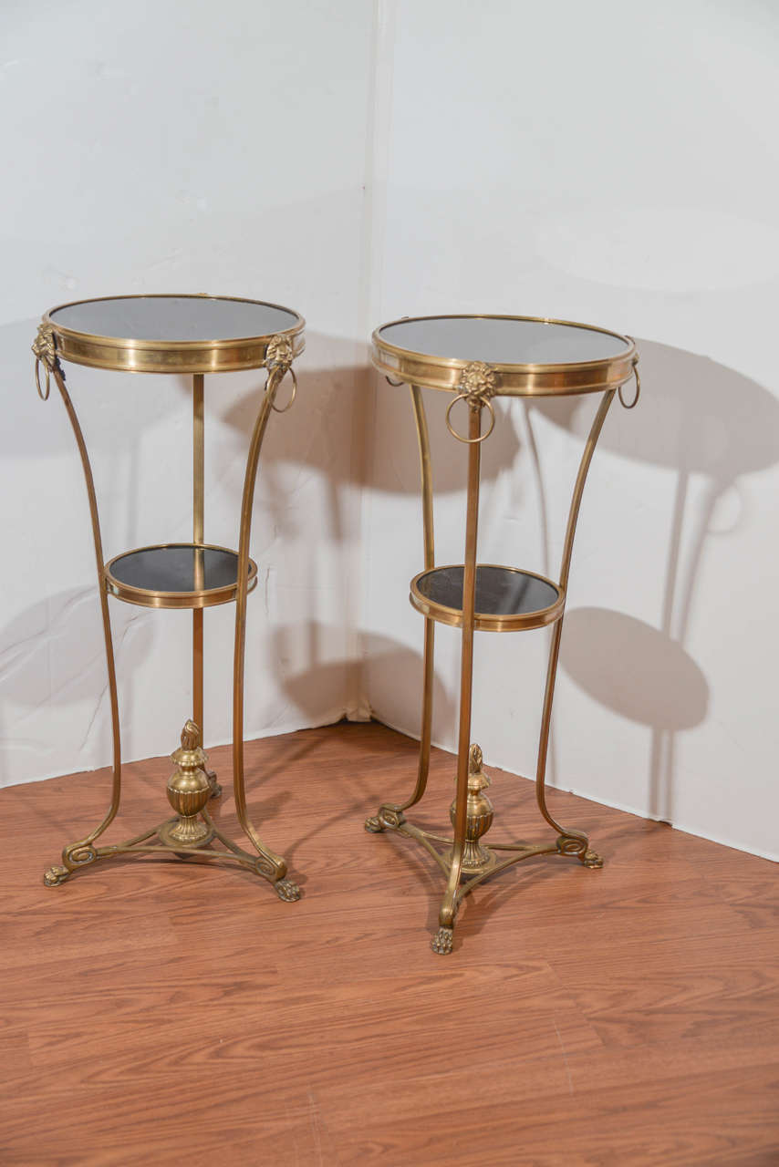Empire Bronze Two Tiered Marble Topped Gueridons
