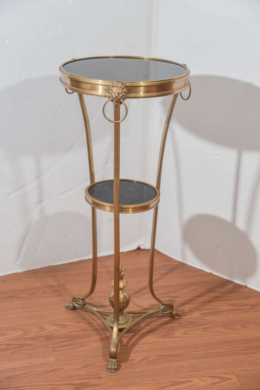 French Empire Bronze Two Tiered Marble Topped Gueridons