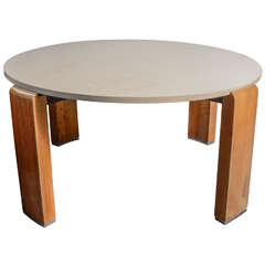 Retro Round Pedestal Table By Jacques Adnet