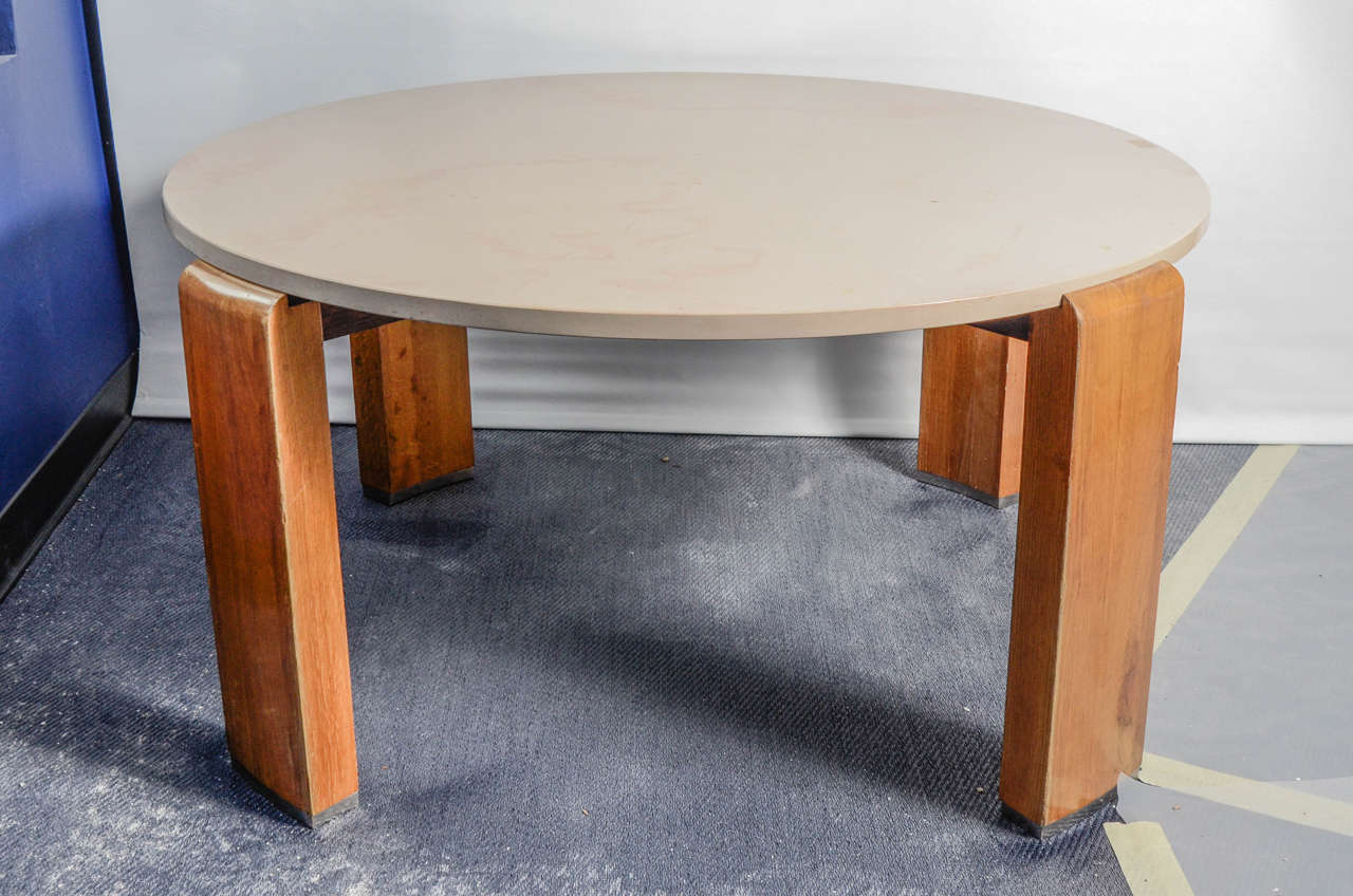 French Round Pedestal Table By Jacques Adnet