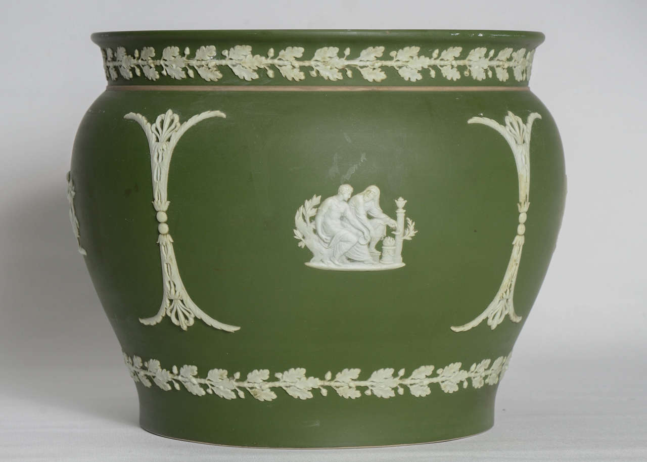 green Wedgwood Jasperware Cache Pot