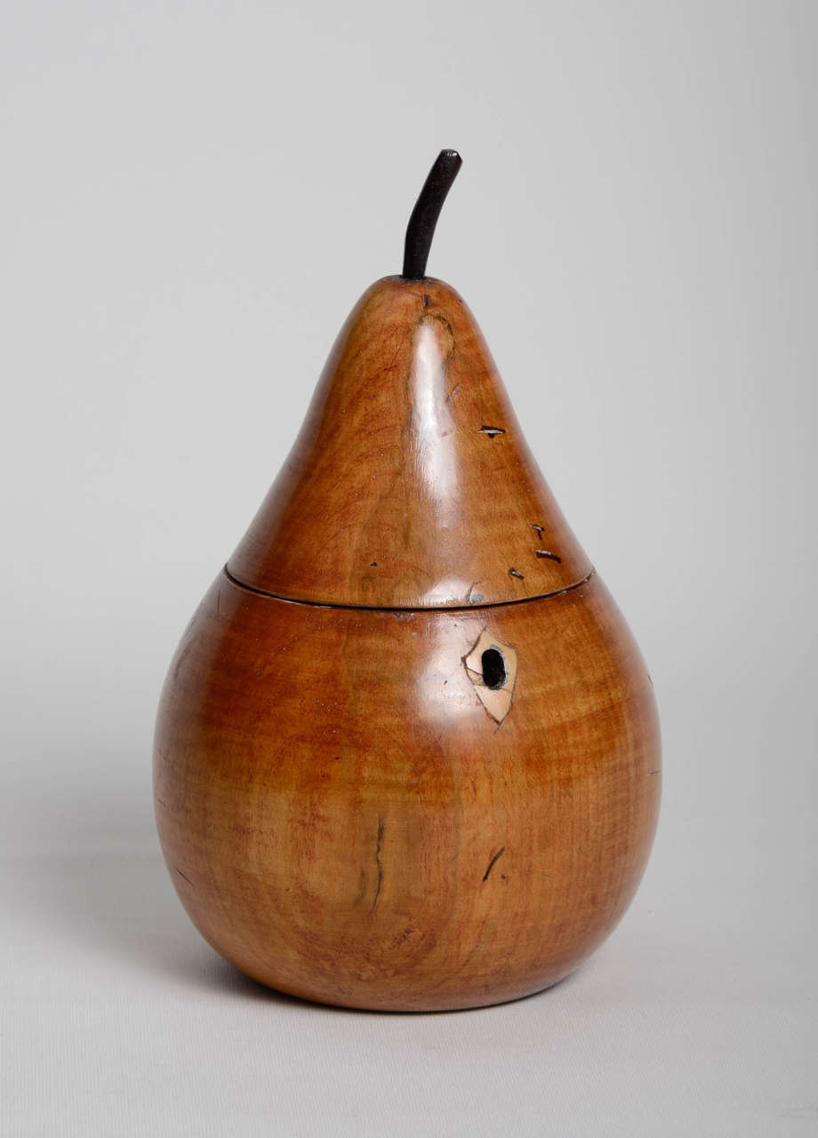 Fruitwood Tea Caddy in the shape of a pear.