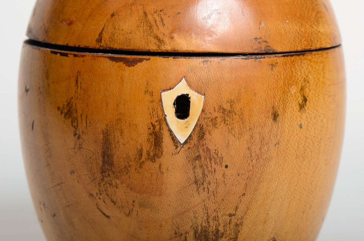 English Georgian Style wood Apple-Form Tea Caddy, 20th century For Sale