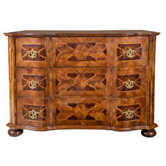 18th - 19th c. Italian Parquetry Inlaid Serpentine Commode