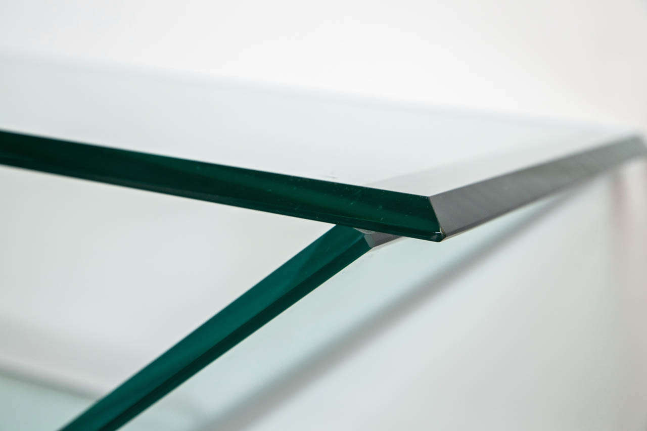 Roche Bobois Glass  Console Table with marble base 1