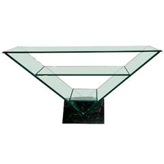 Roche Bobois Glass  Console Table with marble base