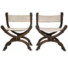 19 Century Pair of Walnut Throne Chairs 19 Century Pair of Walnut Throne Chairs