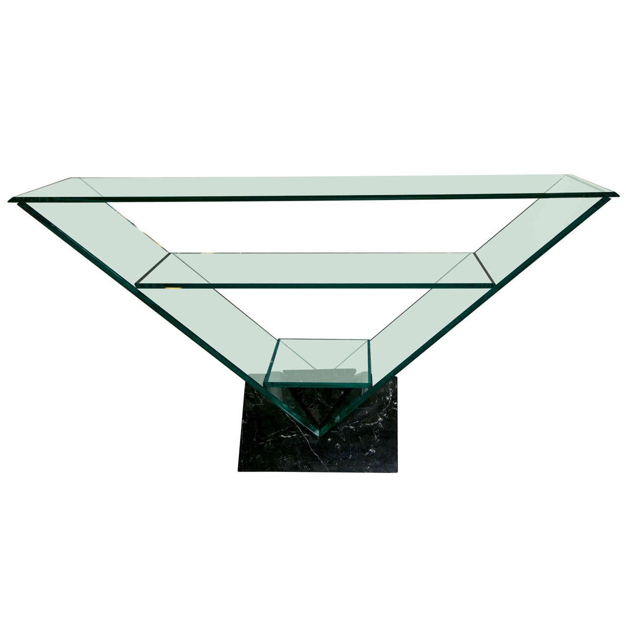 Roche Bobois Glass Console Table with marble base at 1stDibs