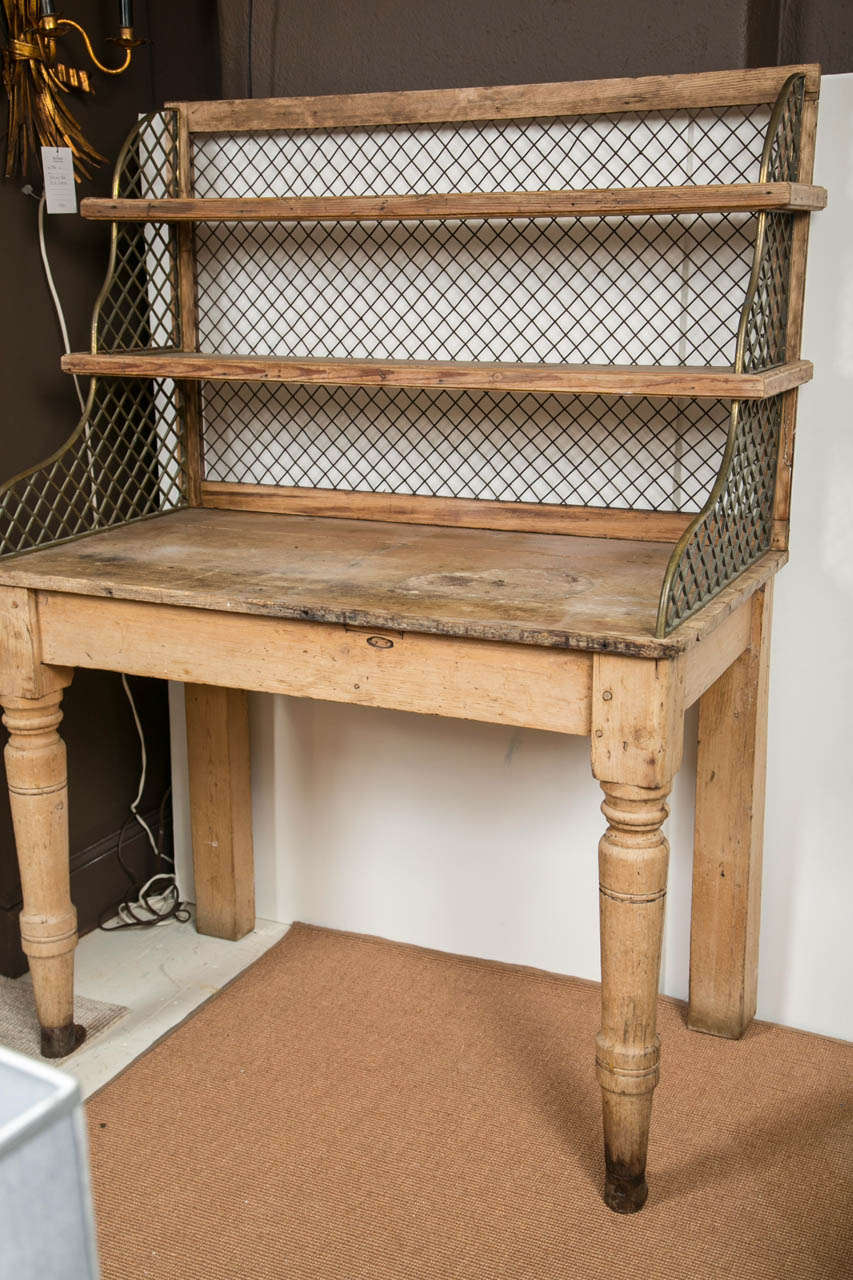 19th c. Antique English Potting Table with Wire Mesh Sides at 1stDibs wire mesh side table