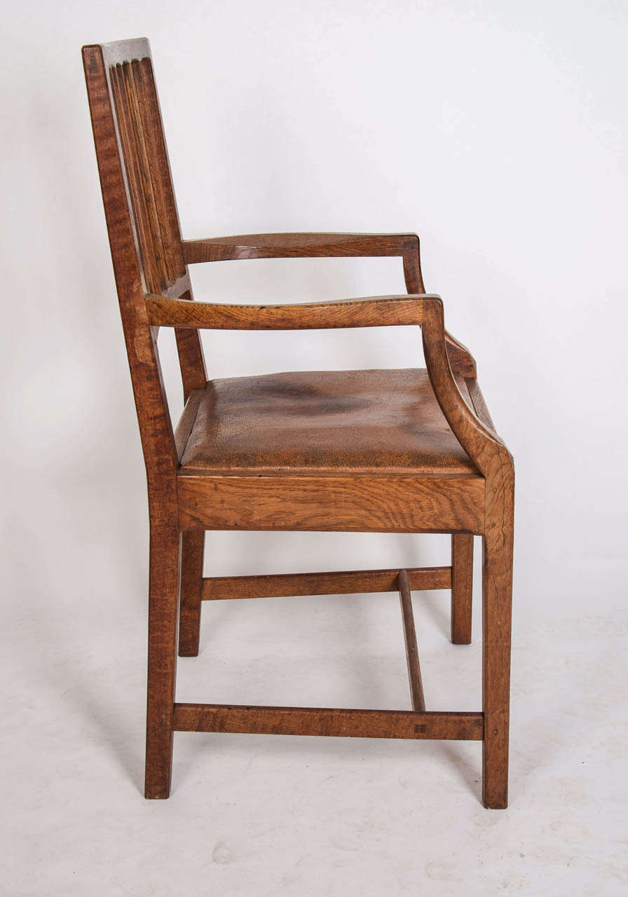 Set of Six Cotswold School Oak Dining Chairs by Gordon Russell, 1920s For Sale 1