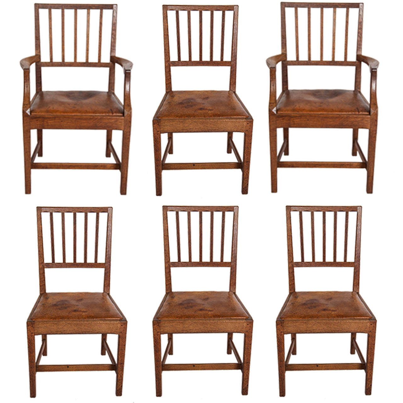 Set of Six Cotswold School Oak Dining Chairs by Gordon Russell, 1920s For Sale