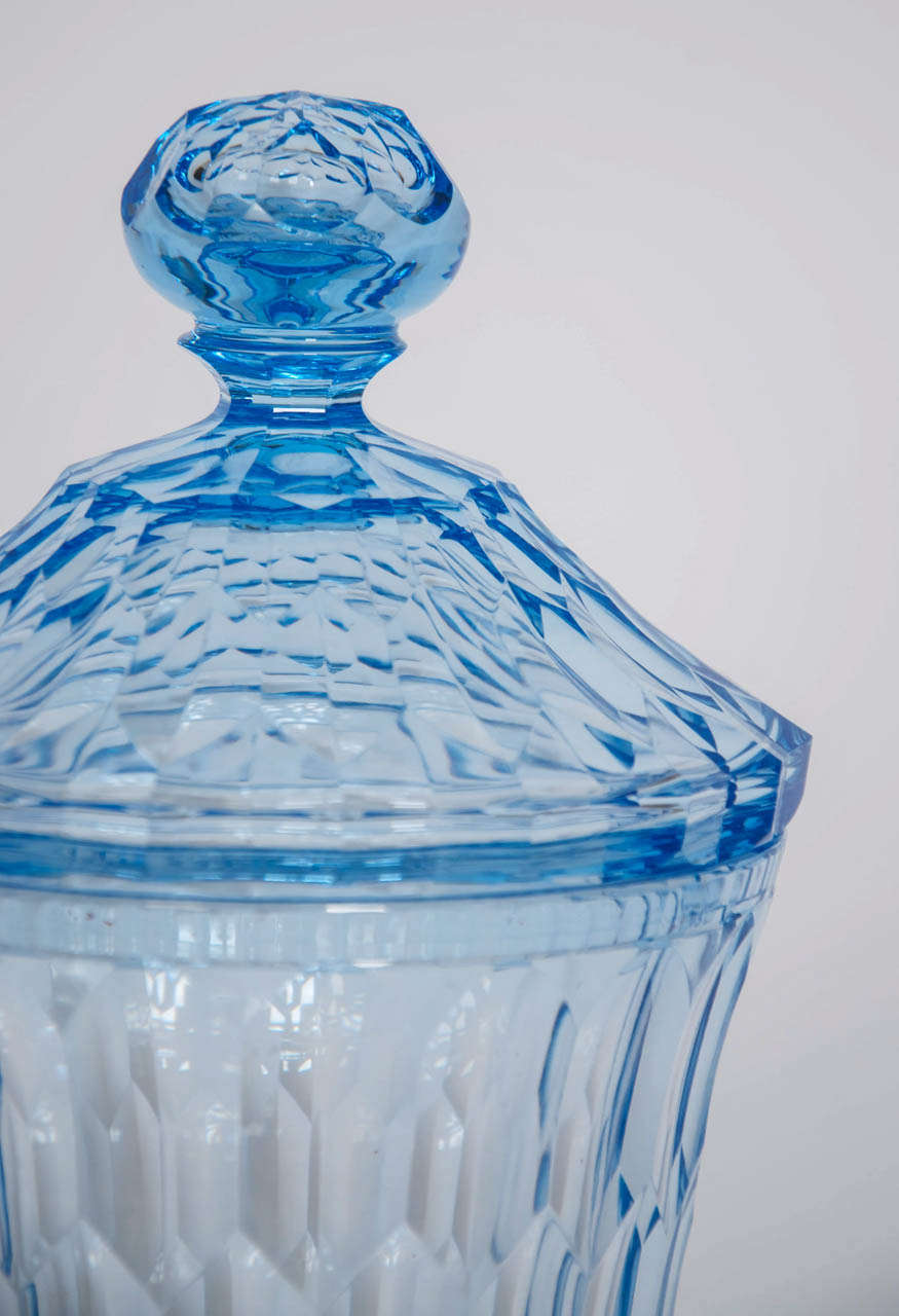 Swedish 1920s Cut Glass Vase and Cover Designed by Edward Hald for Orrefors For Sale