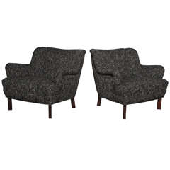 Vintage Rare Pair of Low Club Chairs by Paul Laszlo