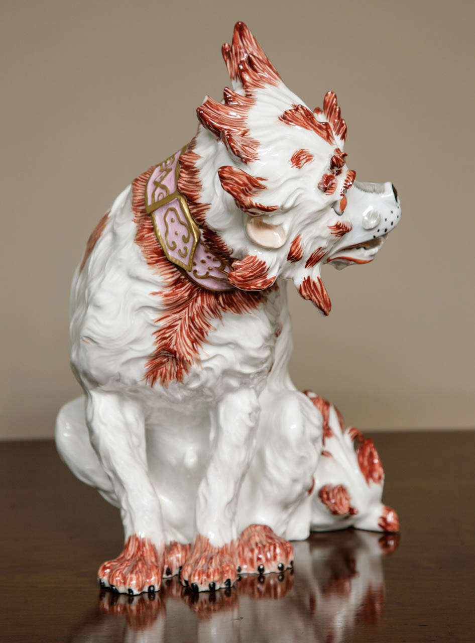 German Very Large Porcelain Dresden 'Bolognese' Dog after the Model by Kandler