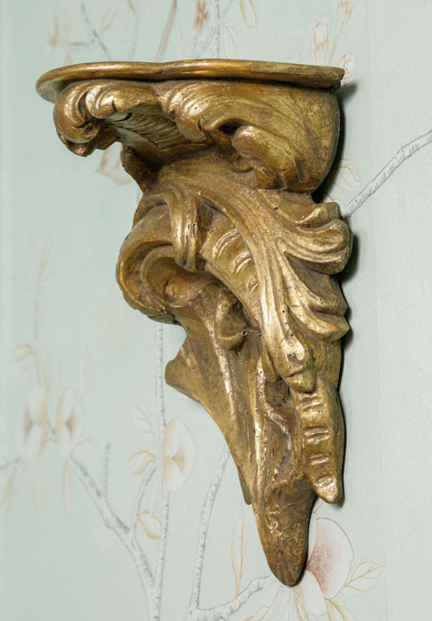 German 18th Century Carved and Gilt Wood Continental Rococo Wall Bracket For Sale