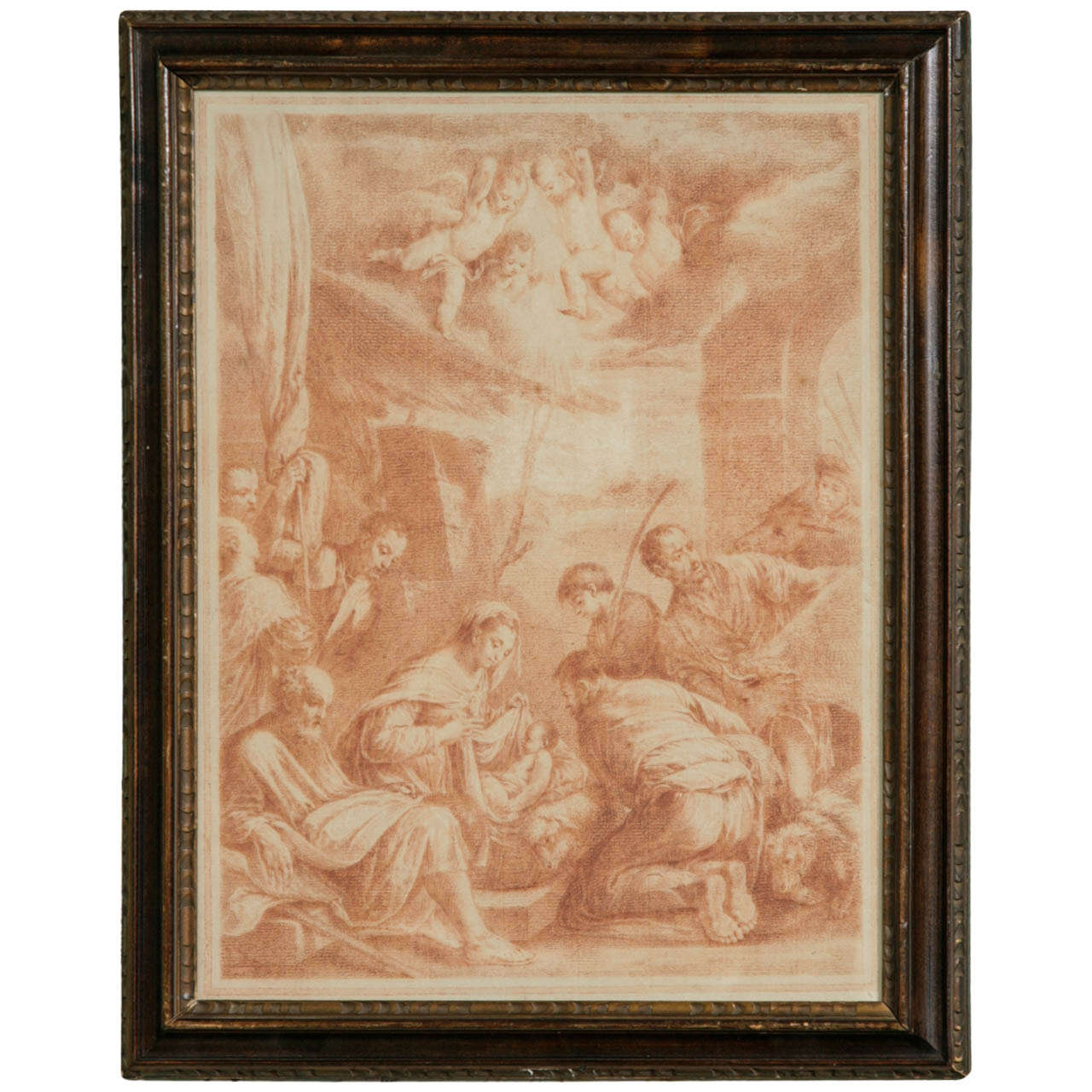  18th Century Italian Red Chalk Drawing 'Adoration of the Shepherds' For Sale