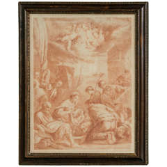  18th Century Italian Red Chalk Drawing 'Adoration of the Shepherds'