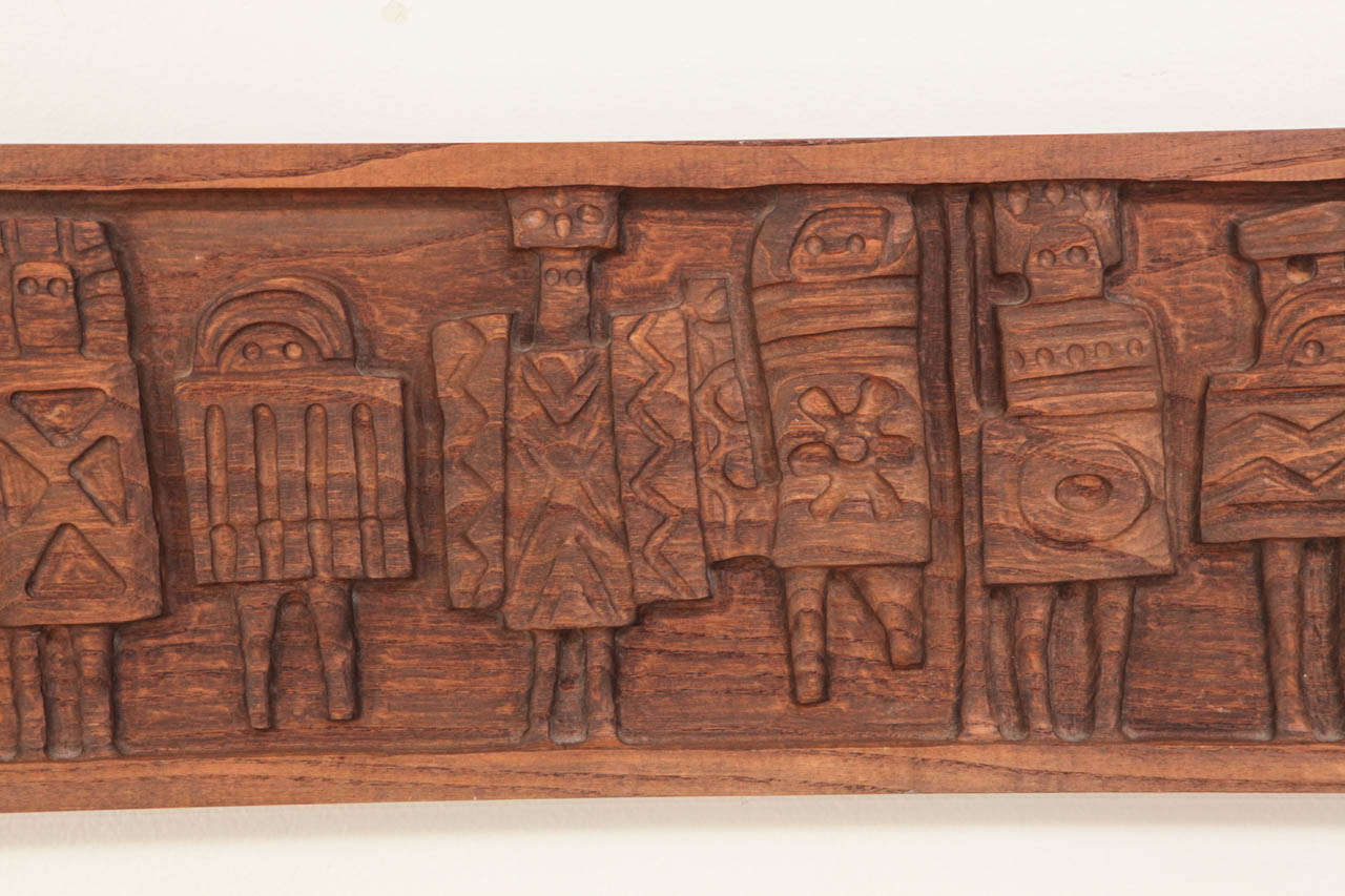 Mid-20th Century Carved Redwood Panel by CA Designers Evelyn and Jerome Ackerman