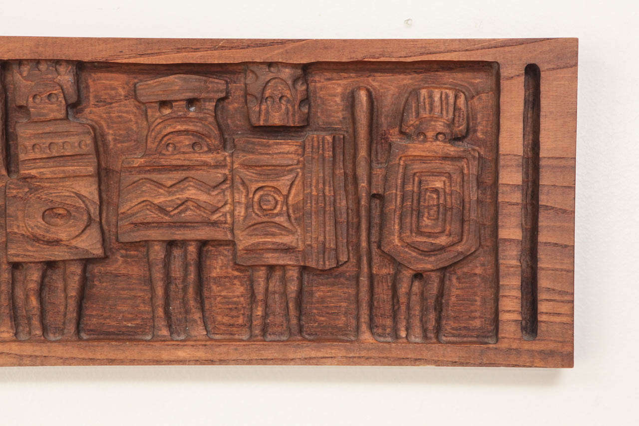 Carved Redwood Panel by CA Designers Evelyn and Jerome Ackerman 1