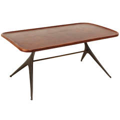 Leather and Bronze Carl Aubock Small Table
