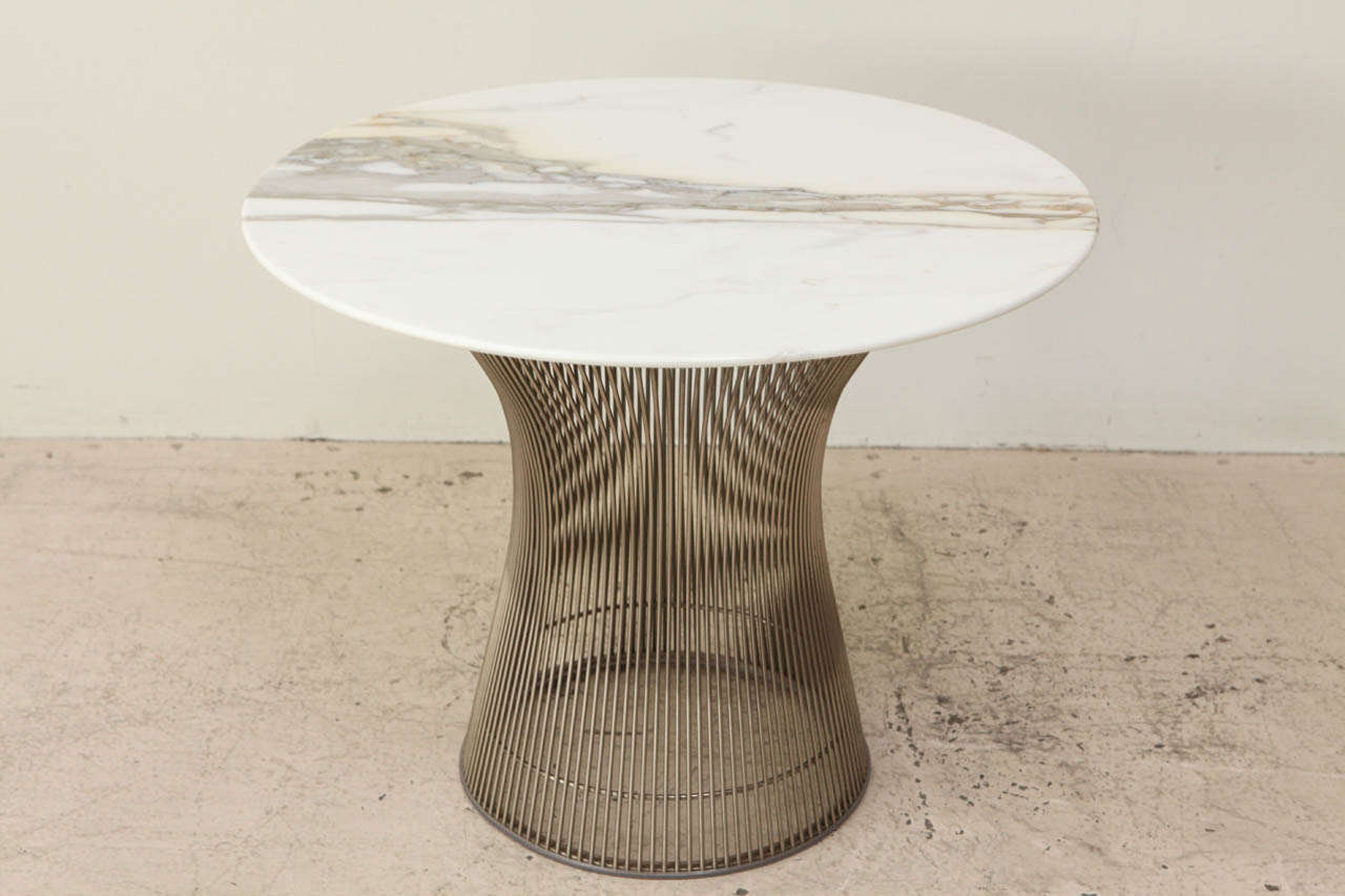 Side Table by Warren Platner for Knoll with original marble top and chrome base.