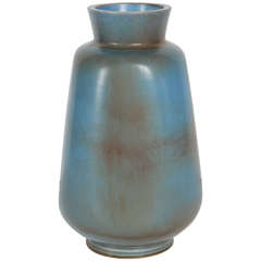 Large Berndt Friberg Haresfur Glaze Blue Vase