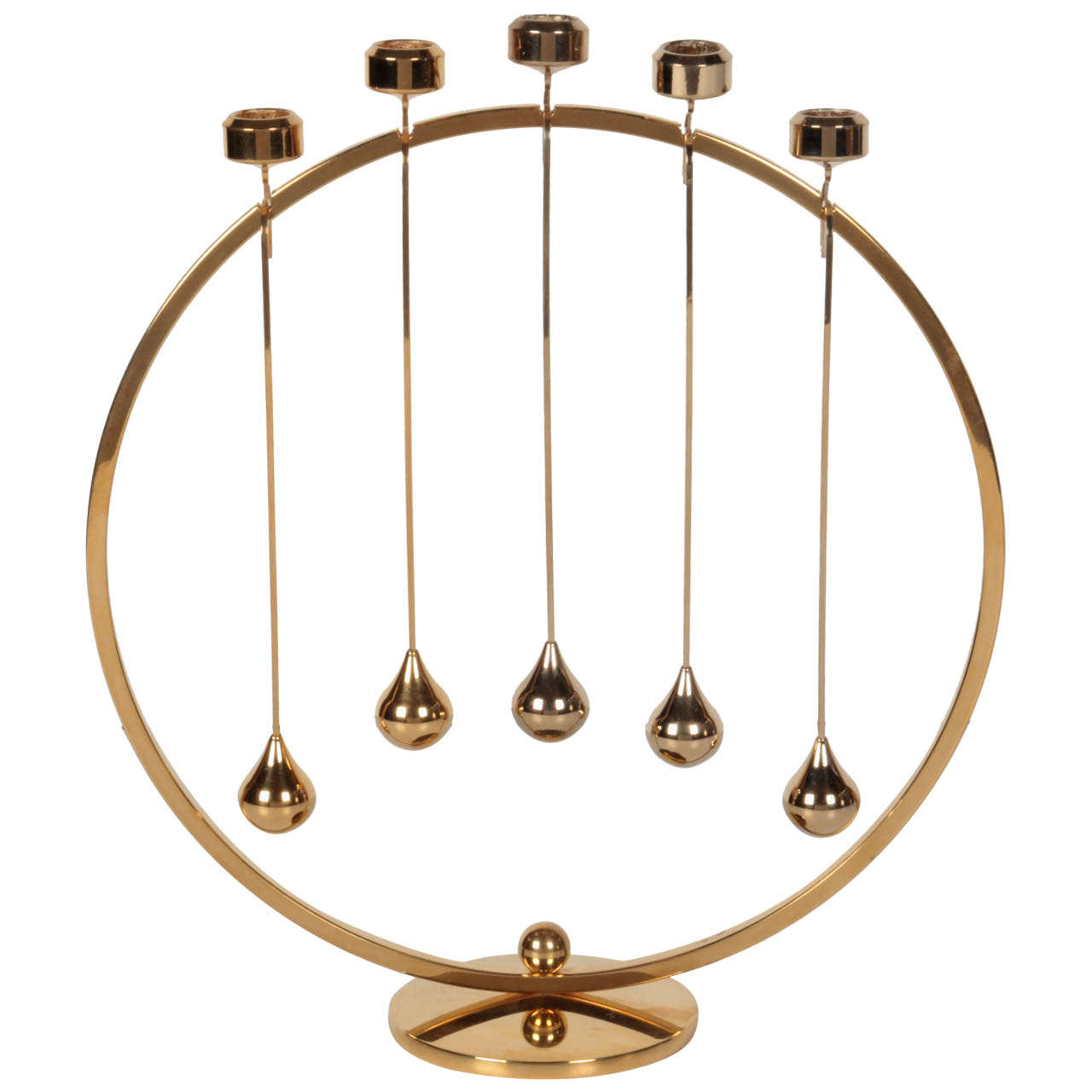 Sculptural Brass Pendulum Candelabra