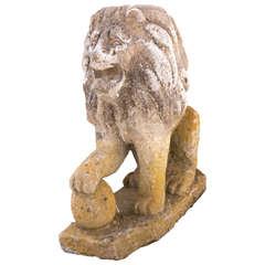Pair of English Coade Stone Sitting Lions