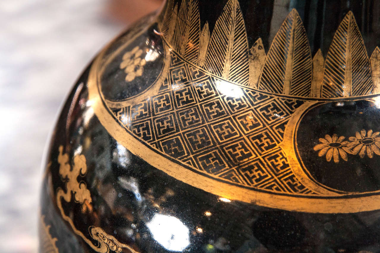 black oriental vase