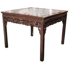 Antique Chinese Rosewood Marble-Top Table