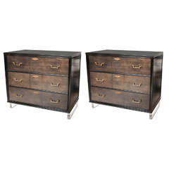 Pair of Black Laquered Bachelor Chests