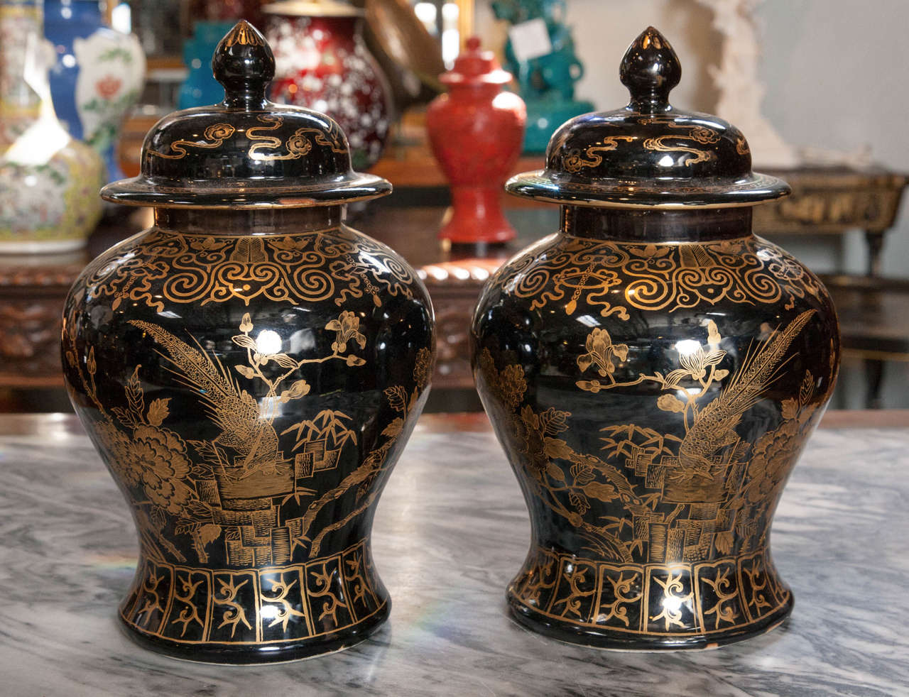 Chinese Mirror Black Ginger Jars For Sale at 1stDibs black ginger