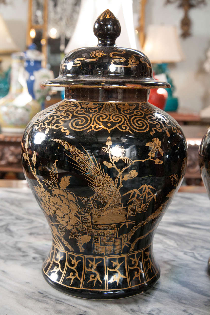 Chinese Mirror Black Ginger Jars For Sale at 1stDibs black ginger