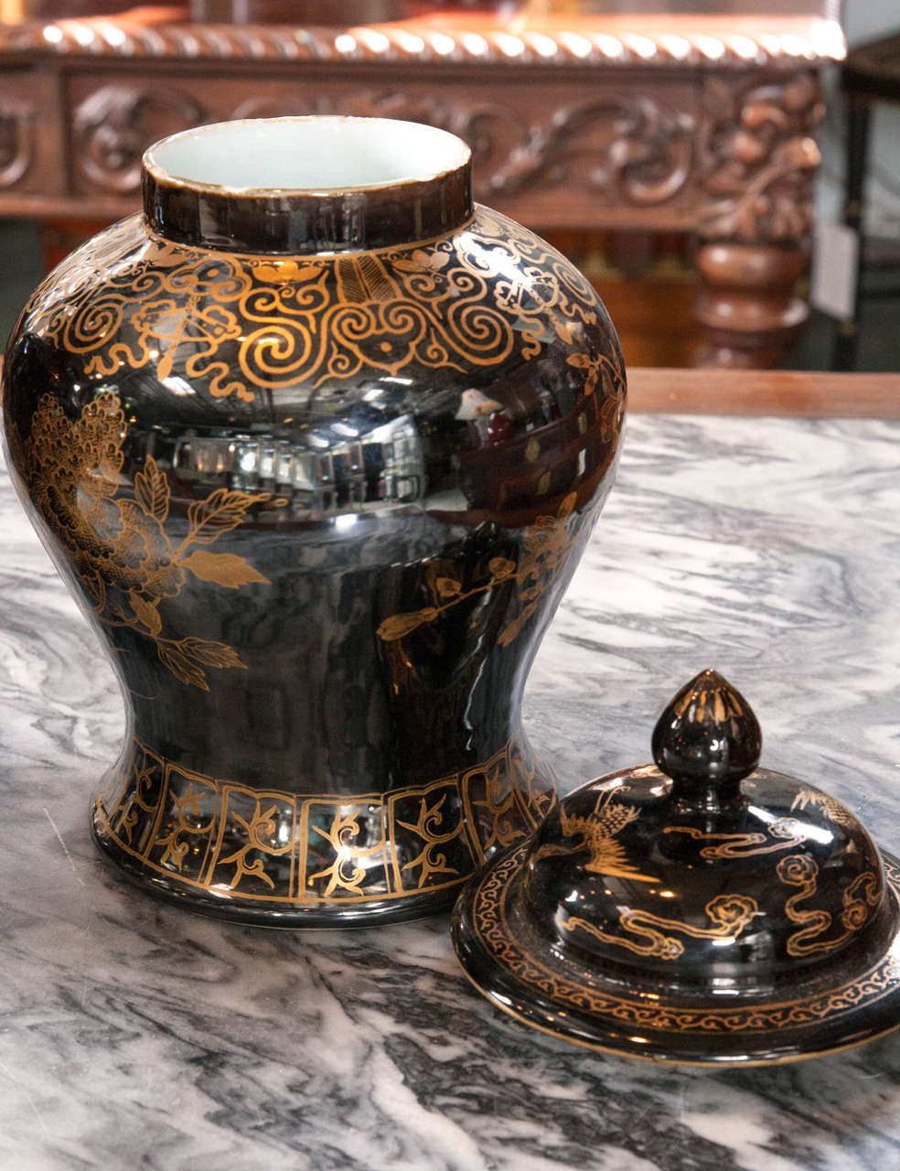Chinese Mirror Black Ginger Jars For Sale at 1stDibs black ginger