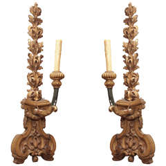 Pair of Finely Carved and Gilded Wall Lights