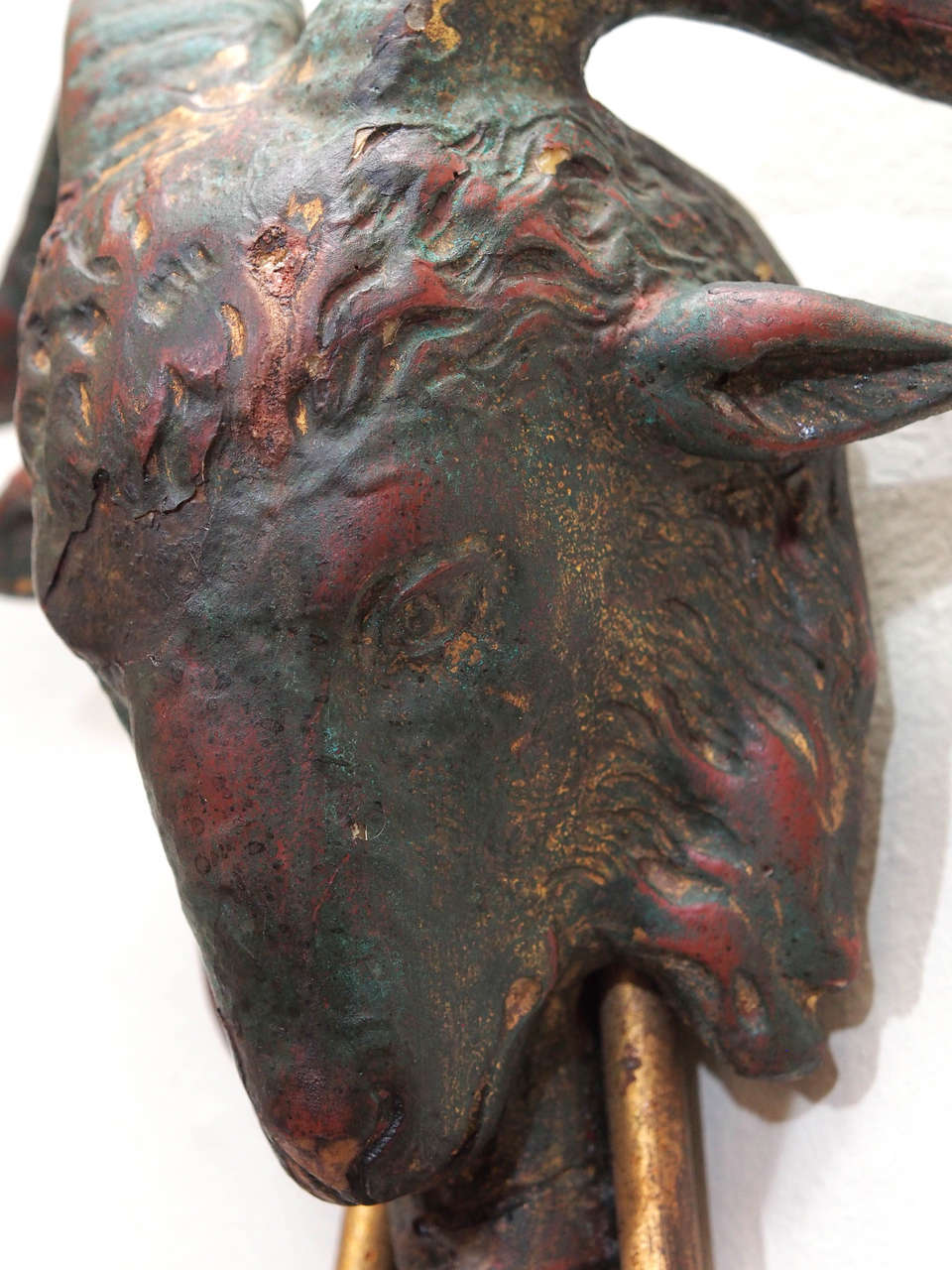 Late 20th Century Pair of Ram's Head Two-arm Sconces