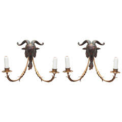 Pair of Ram's Head Two-arm Sconces